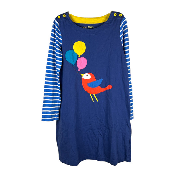 Robe Fille Mini Boden Taille 9-10 Ans - Imprimé Pois Gris Et Blanc - Manches Longues - Longueur Genou - Occasion Très Bon état